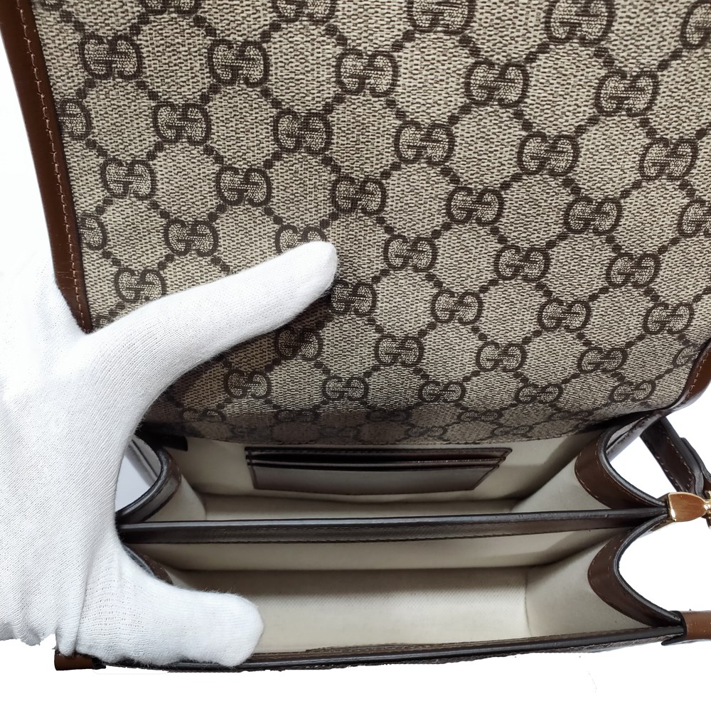 【GUCCI 古馳】671620 Retro系列GG Supreme帆布迷你復古馬鞍包肩背斜背包(棕色)