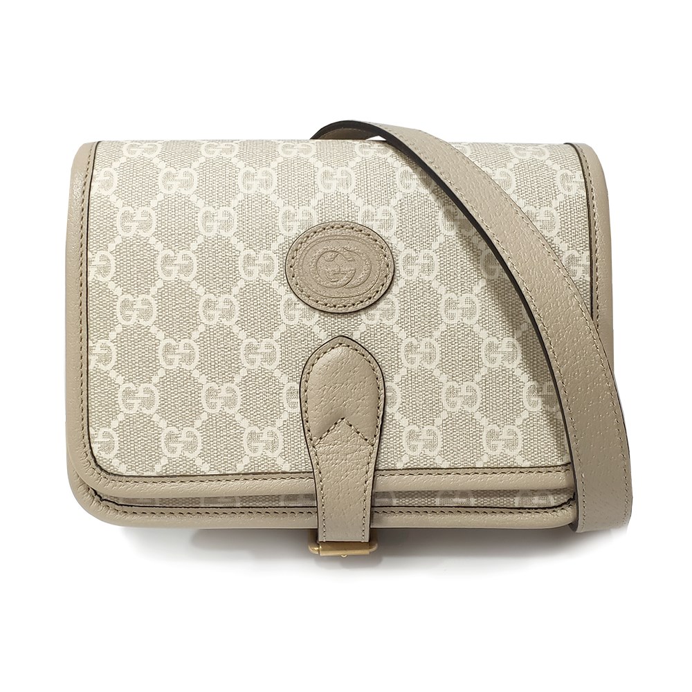 【GUCCI 古馳】671620 Retro系列GG Supreme帆布迷你復古馬鞍包肩背斜背包 (燕麥色)