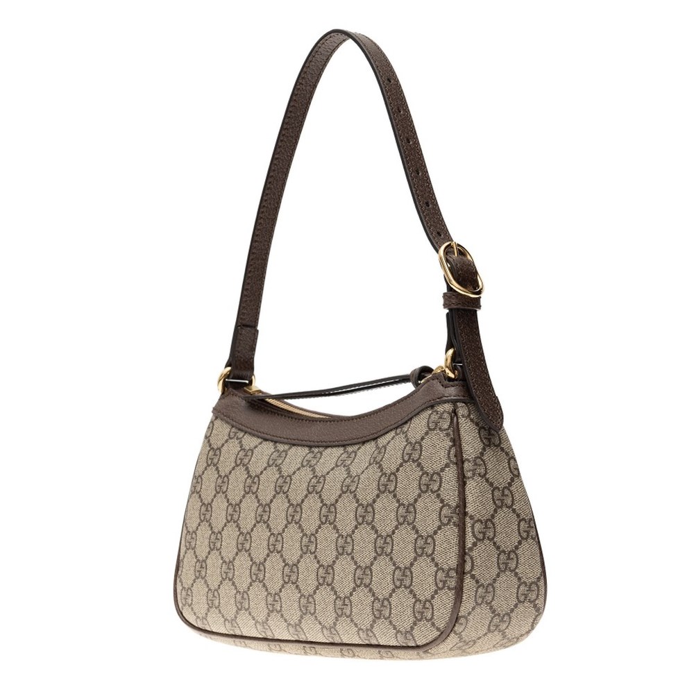 【GUCCI 古馳】735145 新款Ophidia經典GG Supreme帆布輕巧手提/肩背腋下包(棕色)