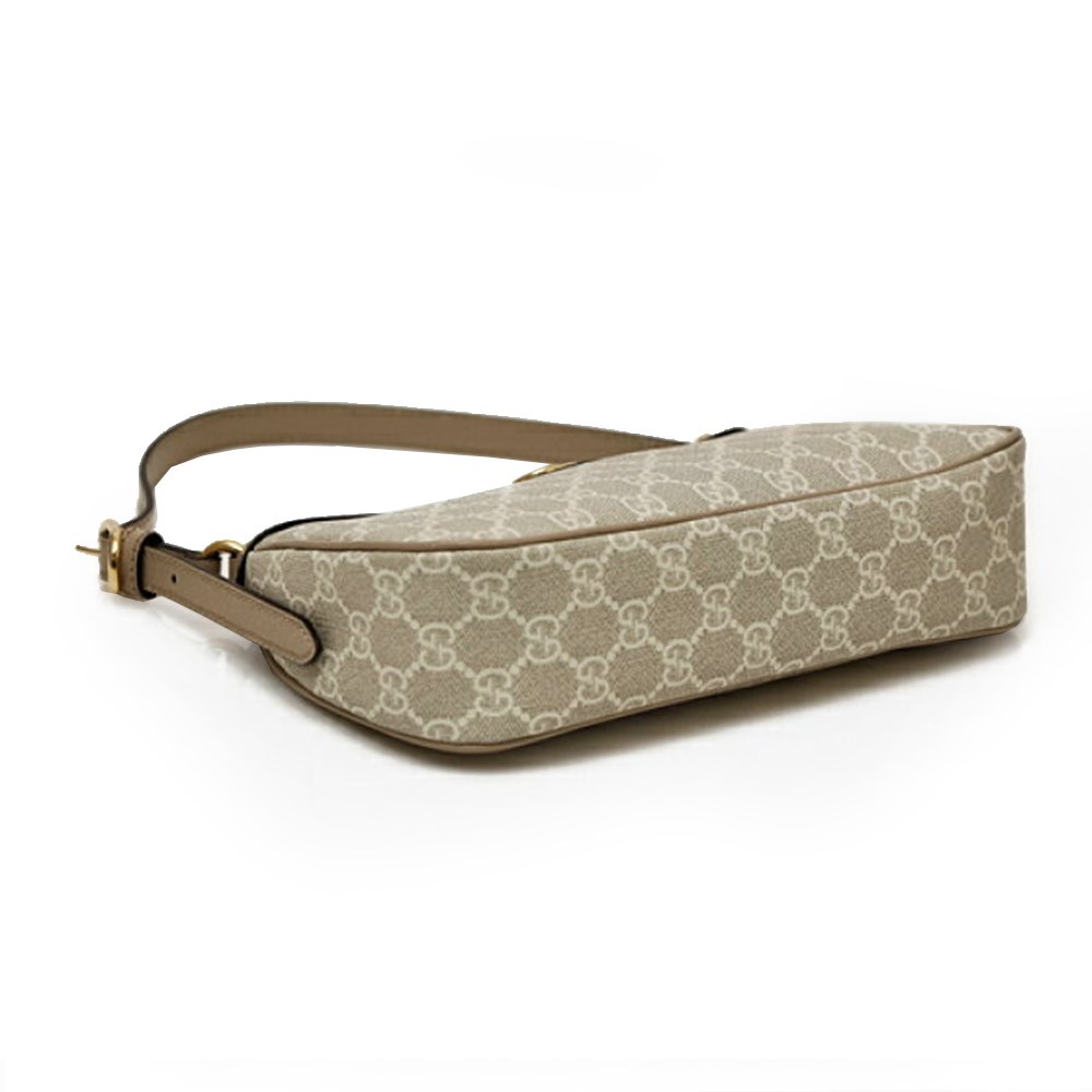 【GUCCI 古馳】735145 新款Ophidia經典GG Supreme帆布輕巧手提/肩背腋下包 (燕麥色)