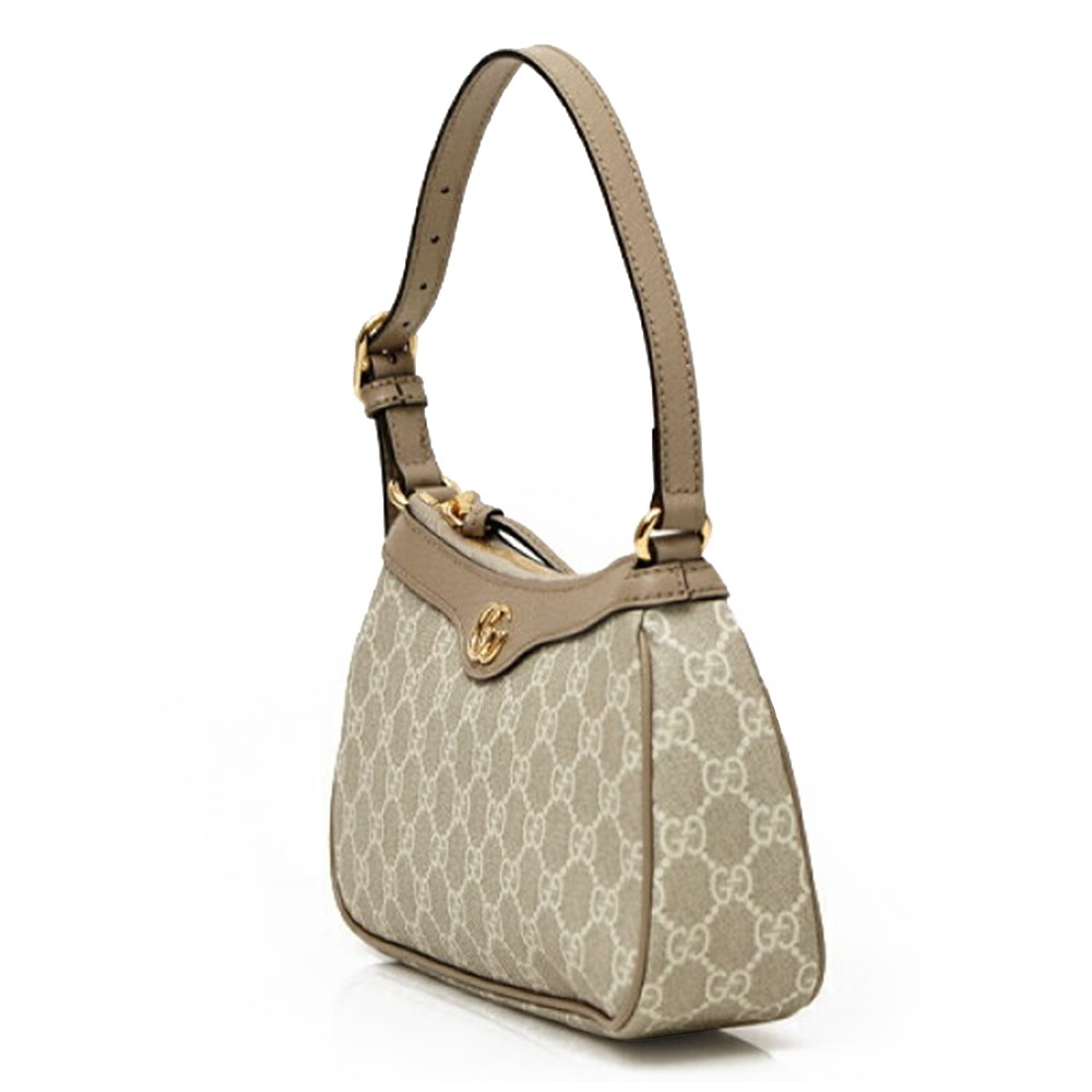 【GUCCI 古馳】735145 新款Ophidia經典GG Supreme帆布輕巧手提/肩背腋下包 (燕麥色)