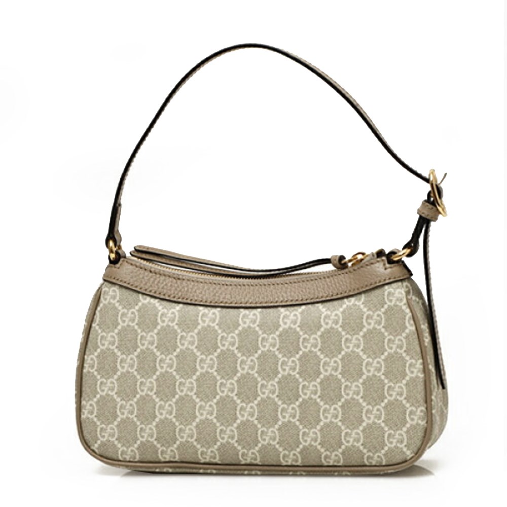 【GUCCI 古馳】735145 新款Ophidia經典GG Supreme帆布輕巧手提/肩背腋下包 (燕麥色)