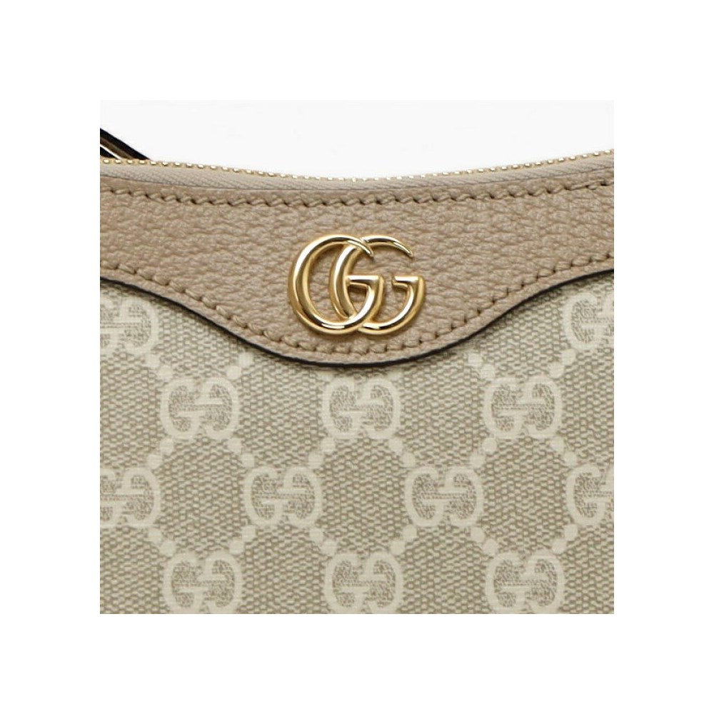 【GUCCI 古馳】735145 新款Ophidia經典GG Supreme帆布輕巧手提/肩背腋下包 (燕麥色)