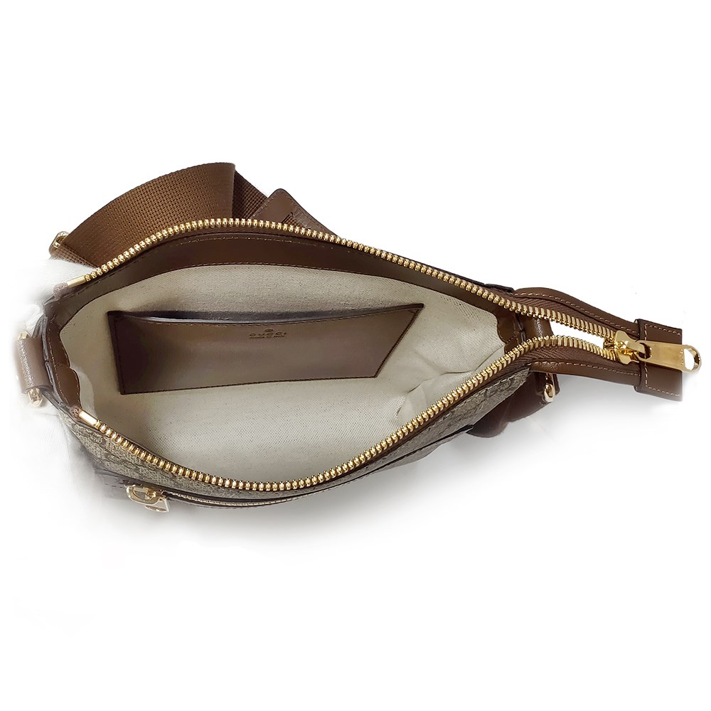 【GUCCI 古馳】681021經典Retor系列GG supreme帆布牛皮飾邊斜背包(棕色)