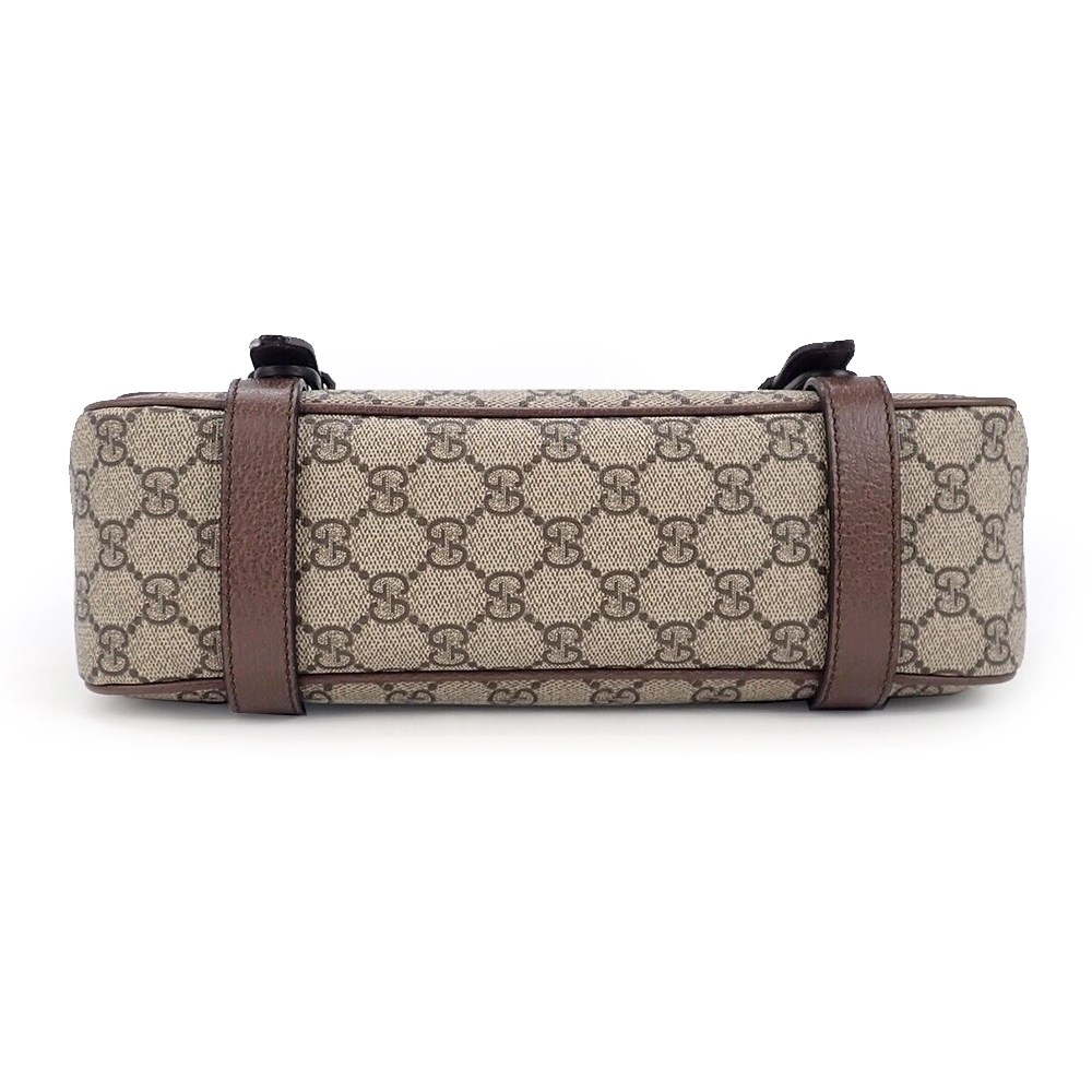 【GUCCI 古馳】 658542 經典GG Supreme印花帆布中性款郵差包 肩背/斜背包(棕色)