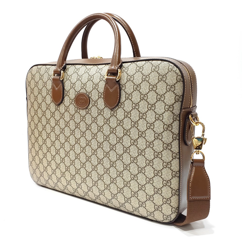 【GUCCI 古馳】674140 新款Retro GG superme系列帆布手提肩背斜背兩用公事包