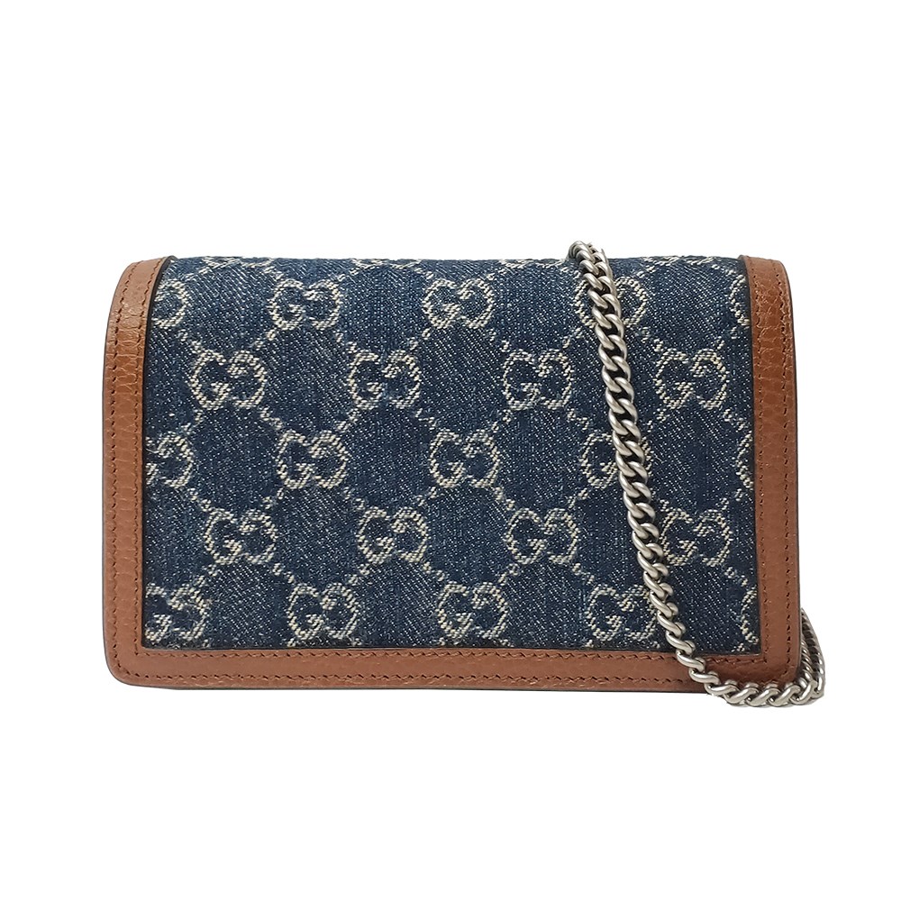 【GUCCI 古馳】476432 經典Dionysus系列GG Supreme帆布迷你酒神手拿包/斜背包(丹寧)