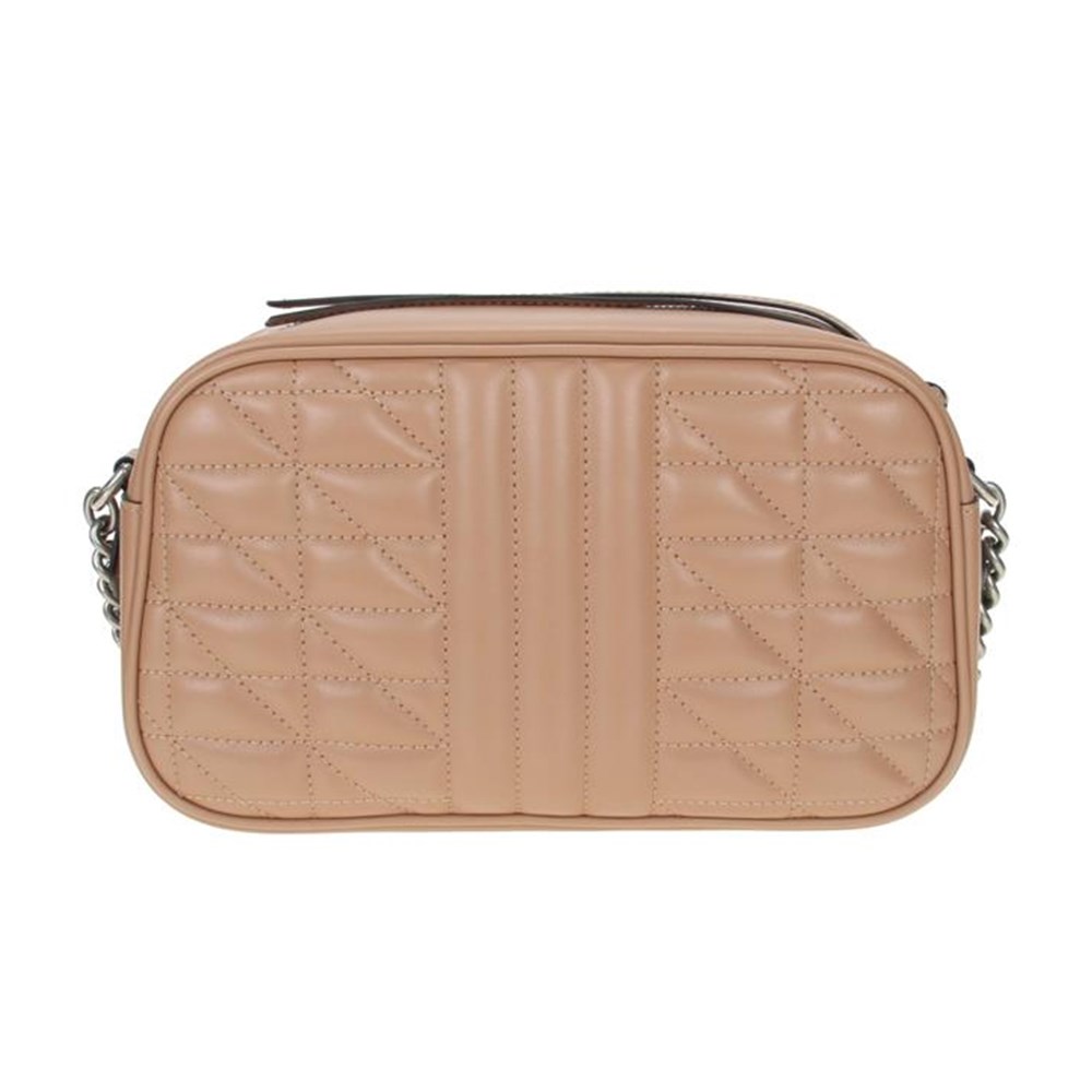 【GUCCI 古馳】447632 經典GG Marmont系列仿舊銀色雙G LOGO牛皮山字車紋拉鍊肩背包 (膚色)