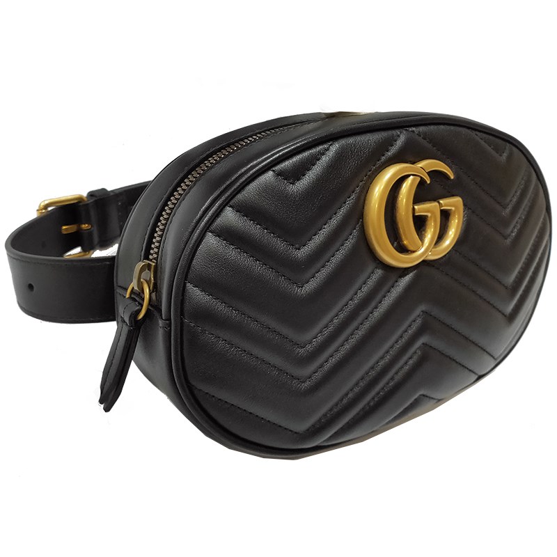 【GUCCI 古馳】 491294 GG Marmont 絎縫牛皮腰包/胸口包