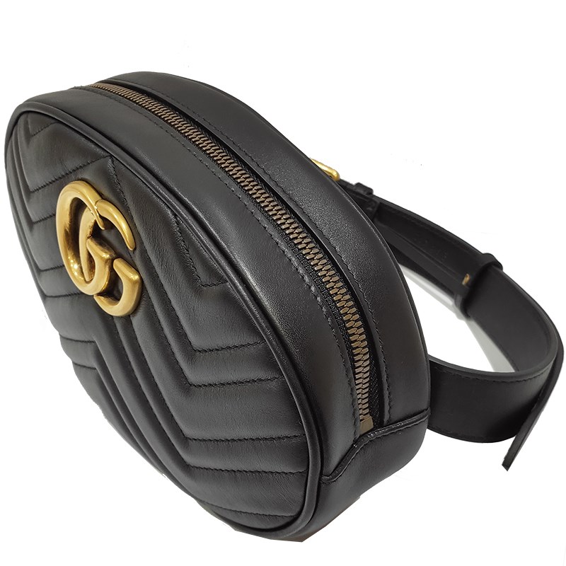 【GUCCI 古馳】 491294 GG Marmont 絎縫牛皮腰包/胸口包