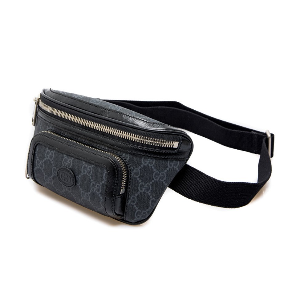 【GUCCI 古馳】682933 新款Retro系列GG Supreme帆布胸包腰包(黑色90cm)