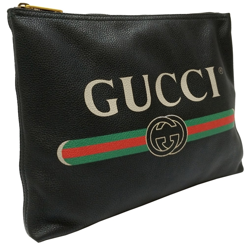 【GUCCI 古馳】500981 經典綠紅綠織帶復古小牛皮手拿包