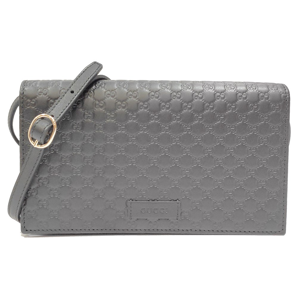 【GUCCI 古馳】466507 經典Guccissima系列雙G壓紋LOGO牛皮肩背/斜背包(灰色)