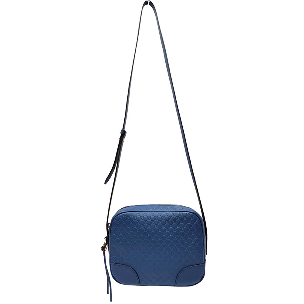 【GUCCI 古馳】 449413 經典Guccissima壓紋肩背斜背相機包(藍色)