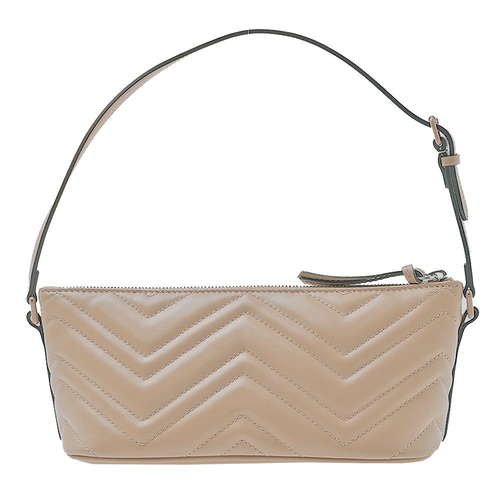 【GUCCI 古馳】 739166 經典Marmont系列絎縫牛皮手提肩背包腋下包(膚色)
