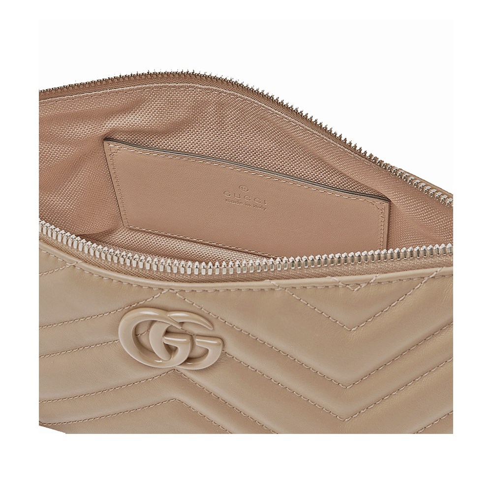 【GUCCI 古馳】 739166 經典Marmont系列絎縫牛皮手提肩背包腋下包(膚色)