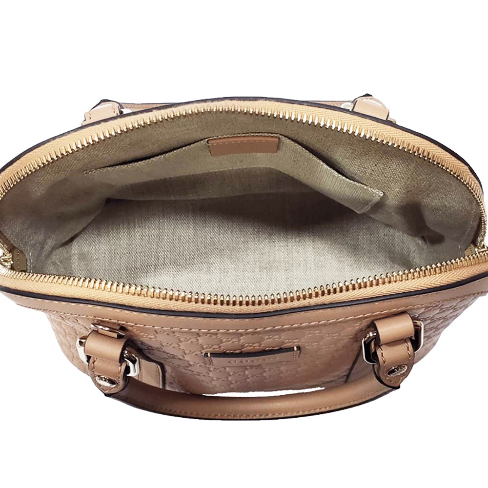 【GUCCI 古馳】449654 經典Guccissima壓紋全皮手提/斜背迷你兩用貝殼包(膚色)