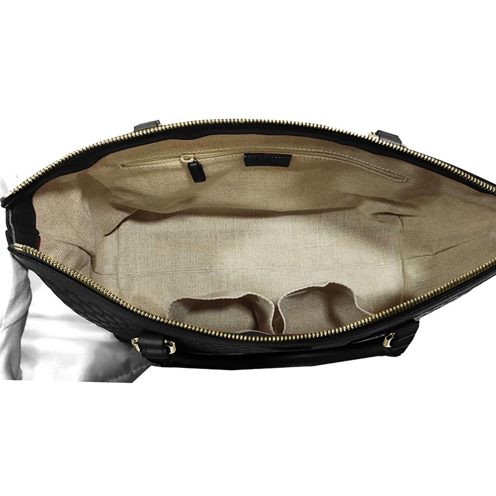 【GUCCI 古馳】449656 經典Guccissima壓紋皮革手提斜背兩用托特包(黑色)