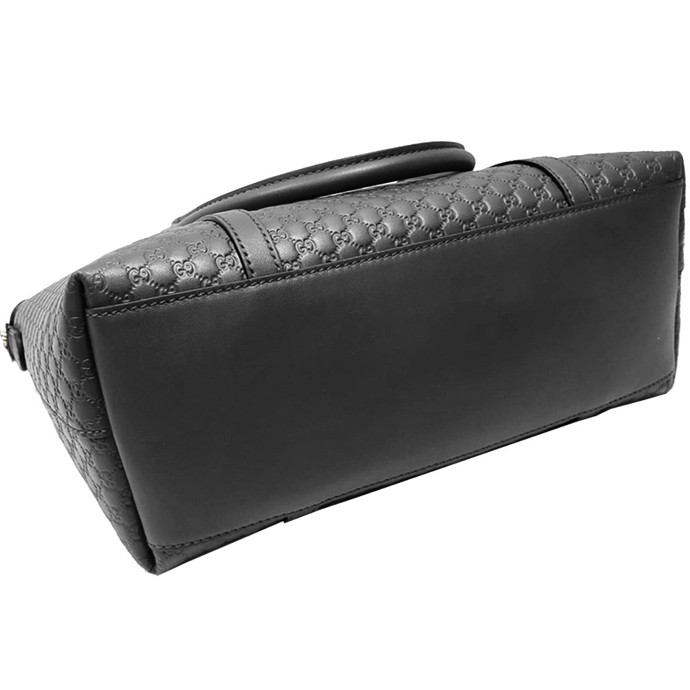 【GUCCI 古馳】449656 經典Guccissima壓紋皮革手提斜背兩用托特包(黑色)