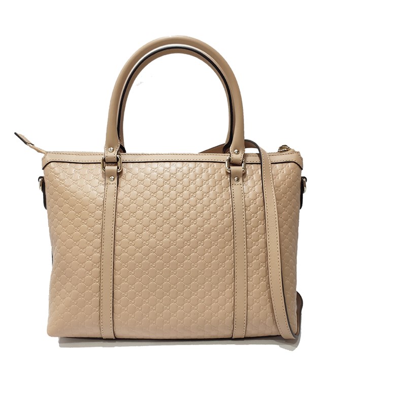 【GUCCI 古馳】449656 經典Guccissima壓紋皮革手提斜背兩用托特包(膚色)