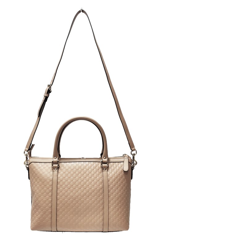 【GUCCI 古馳】449656 經典Guccissima壓紋皮革手提斜背兩用托特包(膚色)