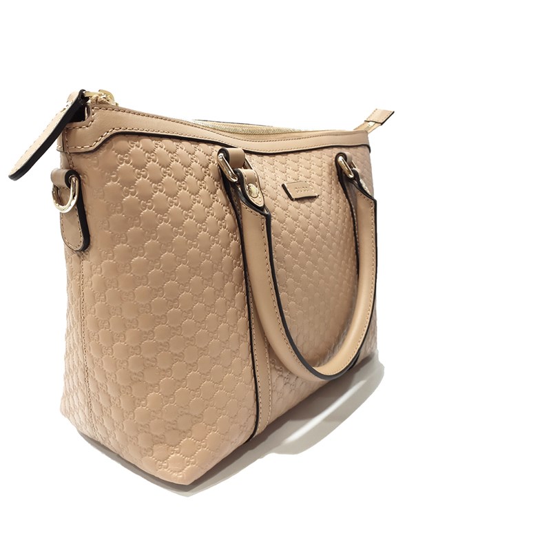 【GUCCI 古馳】449656 經典Guccissima壓紋皮革手提斜背兩用托特包(膚色)