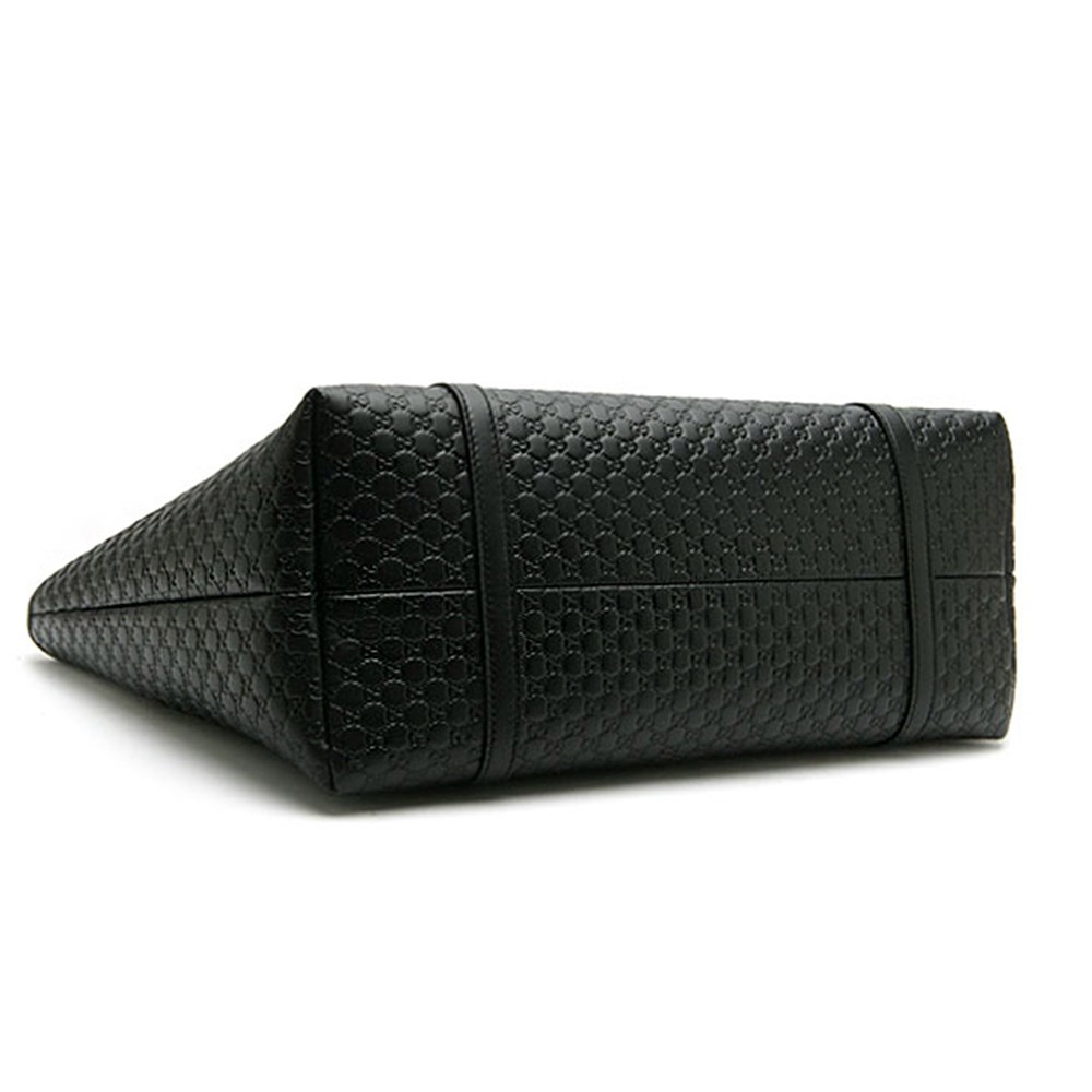 【GUCCI 古馳】449647 經典Guccissima皮革壓紋肩背托特包/購物包(黑色)