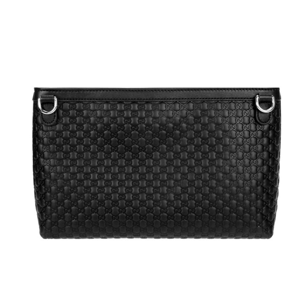【GUCCI 古馳】607723 經典Guccissima皮革壓紋肩背斜背手拿包(黑色)