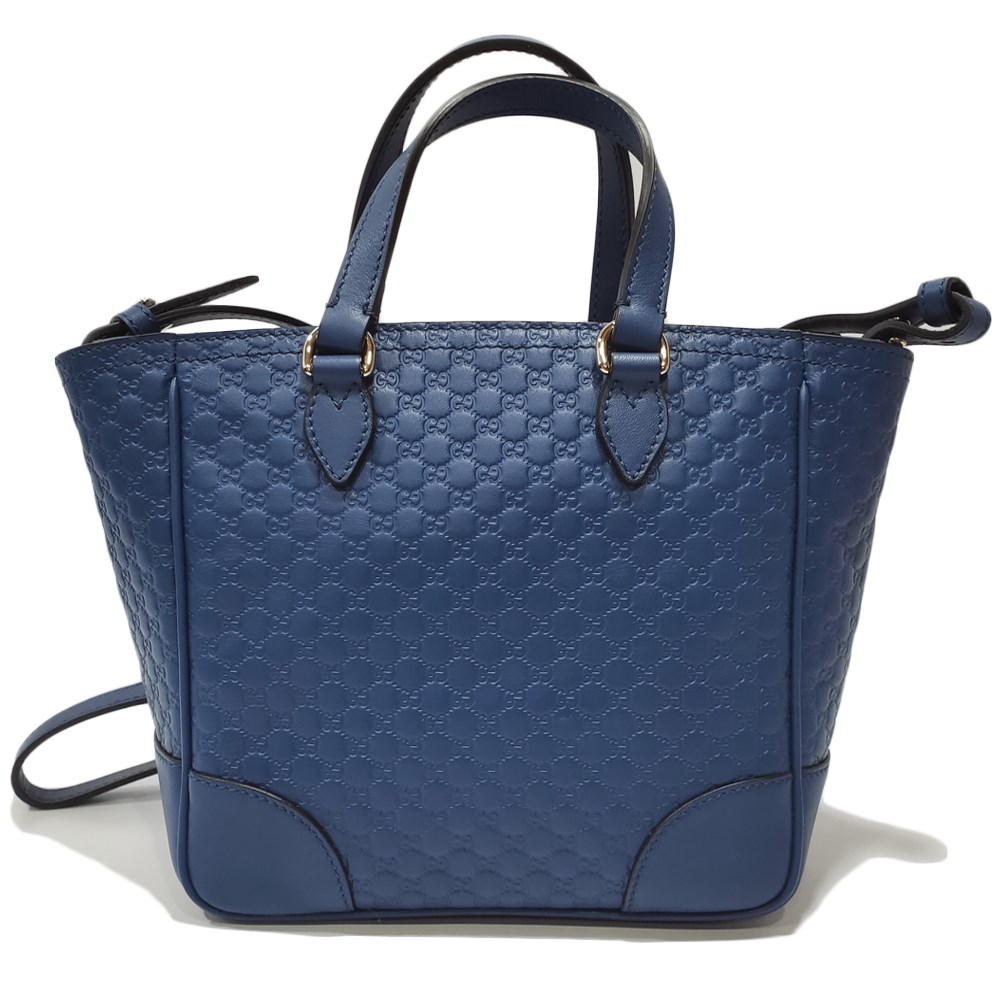 【GUCCI 古馳】449241 經典Guccissima GG壓紋兩用牛皮飾邊手提/斜背包(藍色)