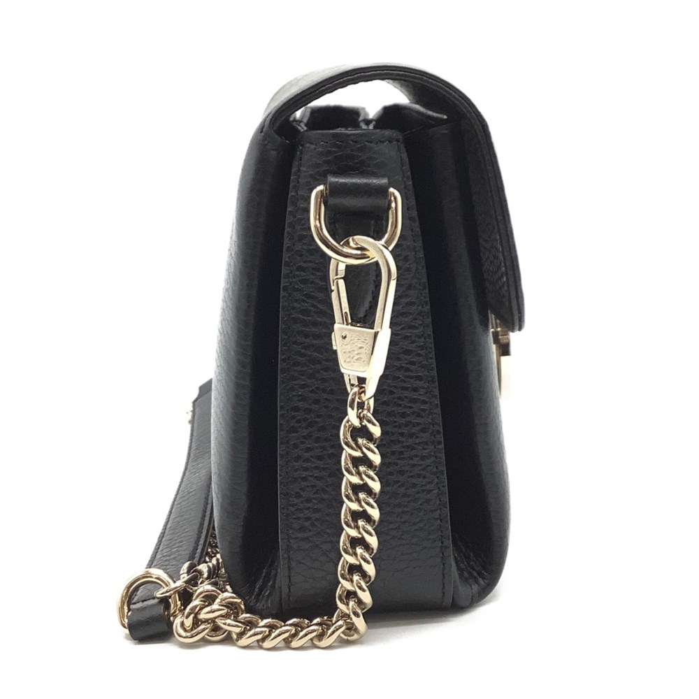 【GUCCI 古馳】607720 經典雙G LOGO荔枝紋牛皮淡金鍊肩背/斜背郵差包