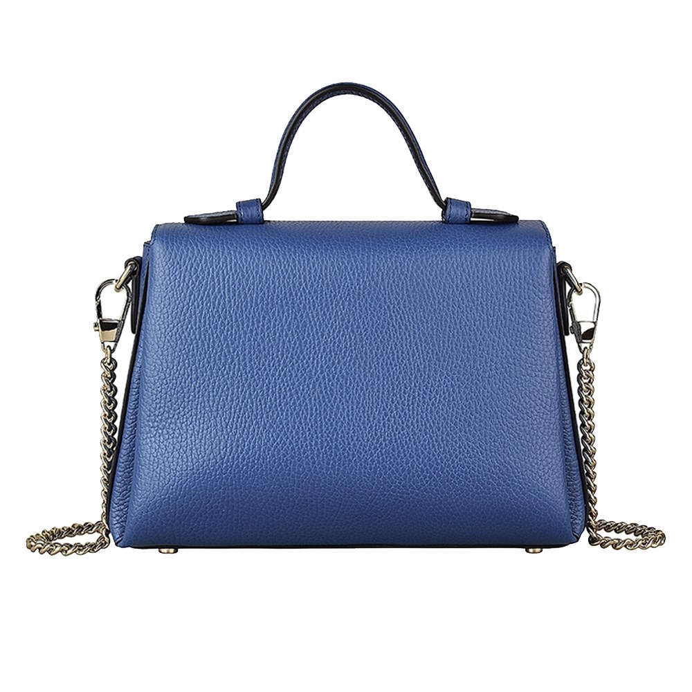 【GUCCI 古馳】510302 經典雙G LOGO荔枝紋全皮單鍊肩背/斜背包/手提兩用包 (藍色)
