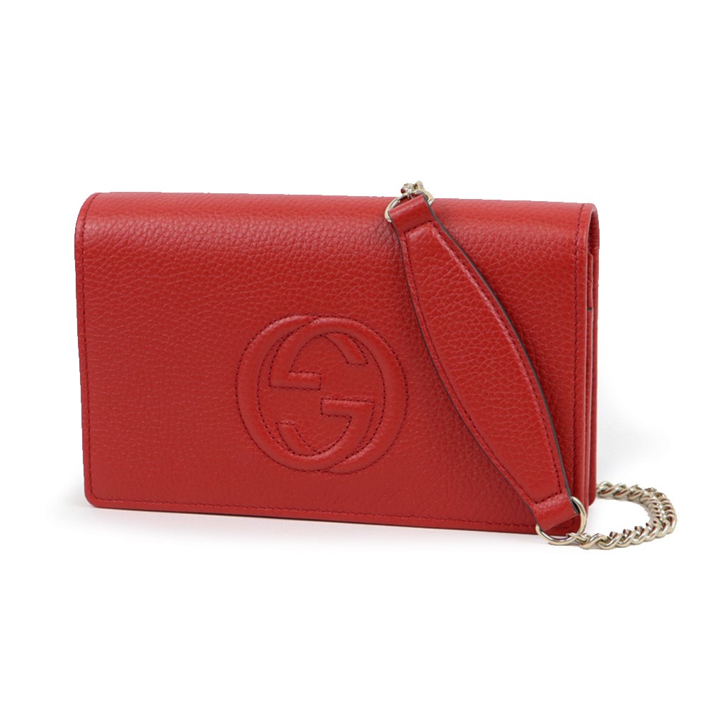 【GUCCI 古馳】 598211經典SOHO鍊帶WOC手拿/斜背包 