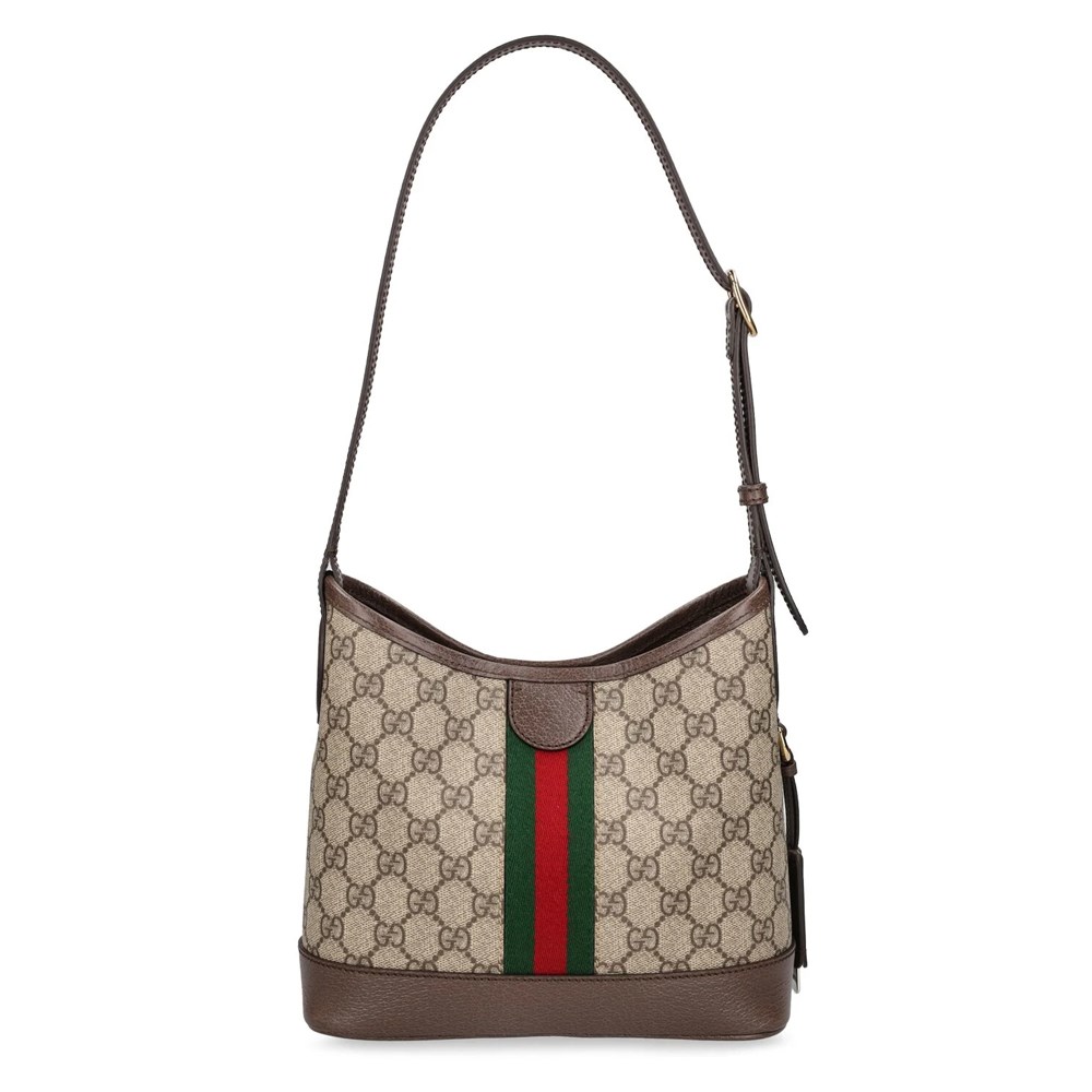 【GUCCI 古馳】781402 經典ophidia系列GG Supreme帆布單肩斜背小型托特包(棕色)