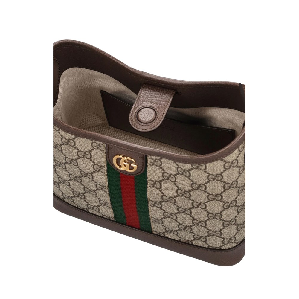 【GUCCI 古馳】781402 經典ophidia系列GG Supreme帆布單肩斜背小型托特包(棕色)