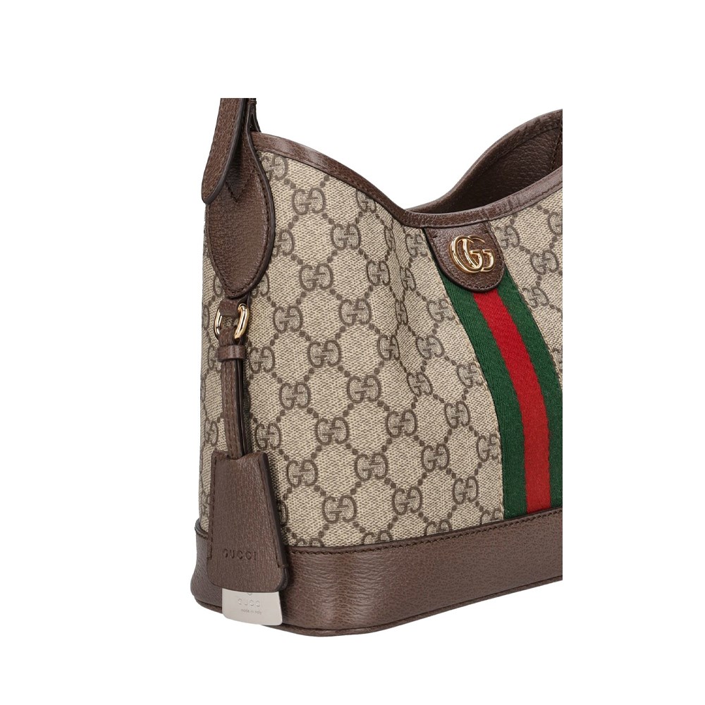 【GUCCI 古馳】781402 經典ophidia系列GG Supreme帆布單肩斜背小型托特包(棕色)