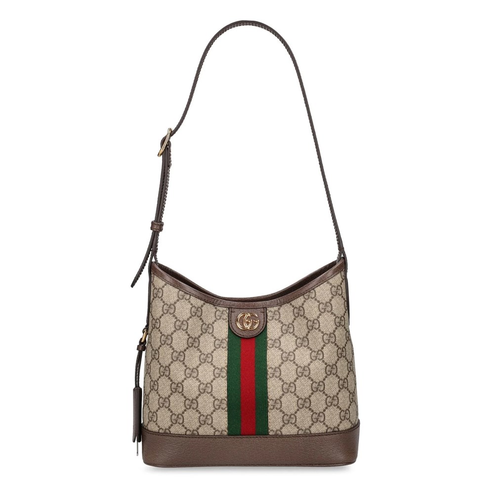【GUCCI 古馳】781402 經典ophidia系列GG Supreme帆布單肩斜背小型托特包(棕色)