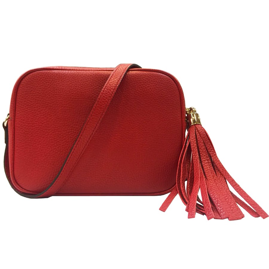 【GUCCI 古馳】308364 SOHO系列大LOGO流蘇吊飾小牛皮單肩/斜背包