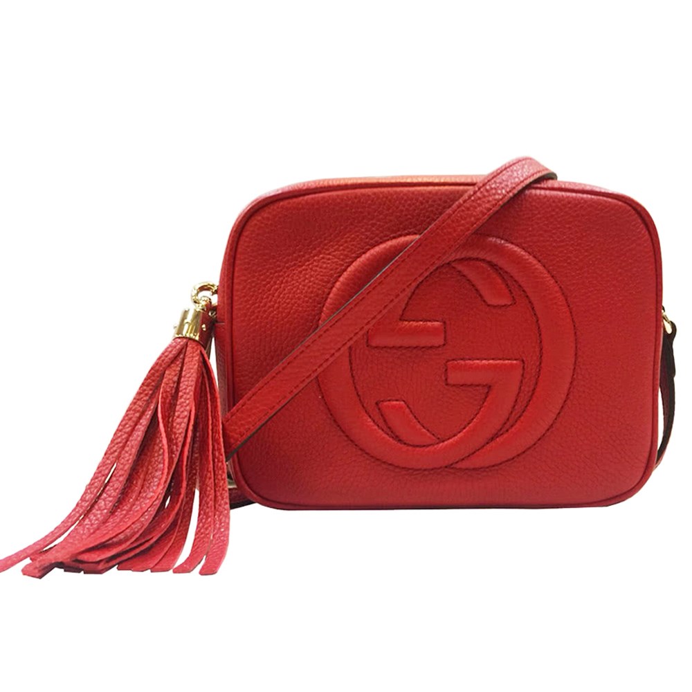 【GUCCI 古馳】308364 SOHO系列大LOGO流蘇吊飾小牛皮單肩/斜背包