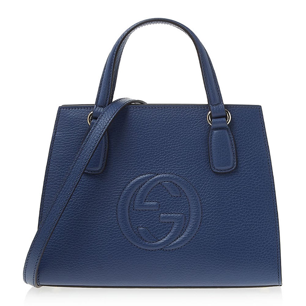 【GUCCI 古馳】 607722 經典SOHO系列雙G LOGO牛皮手提/斜背兩用包 