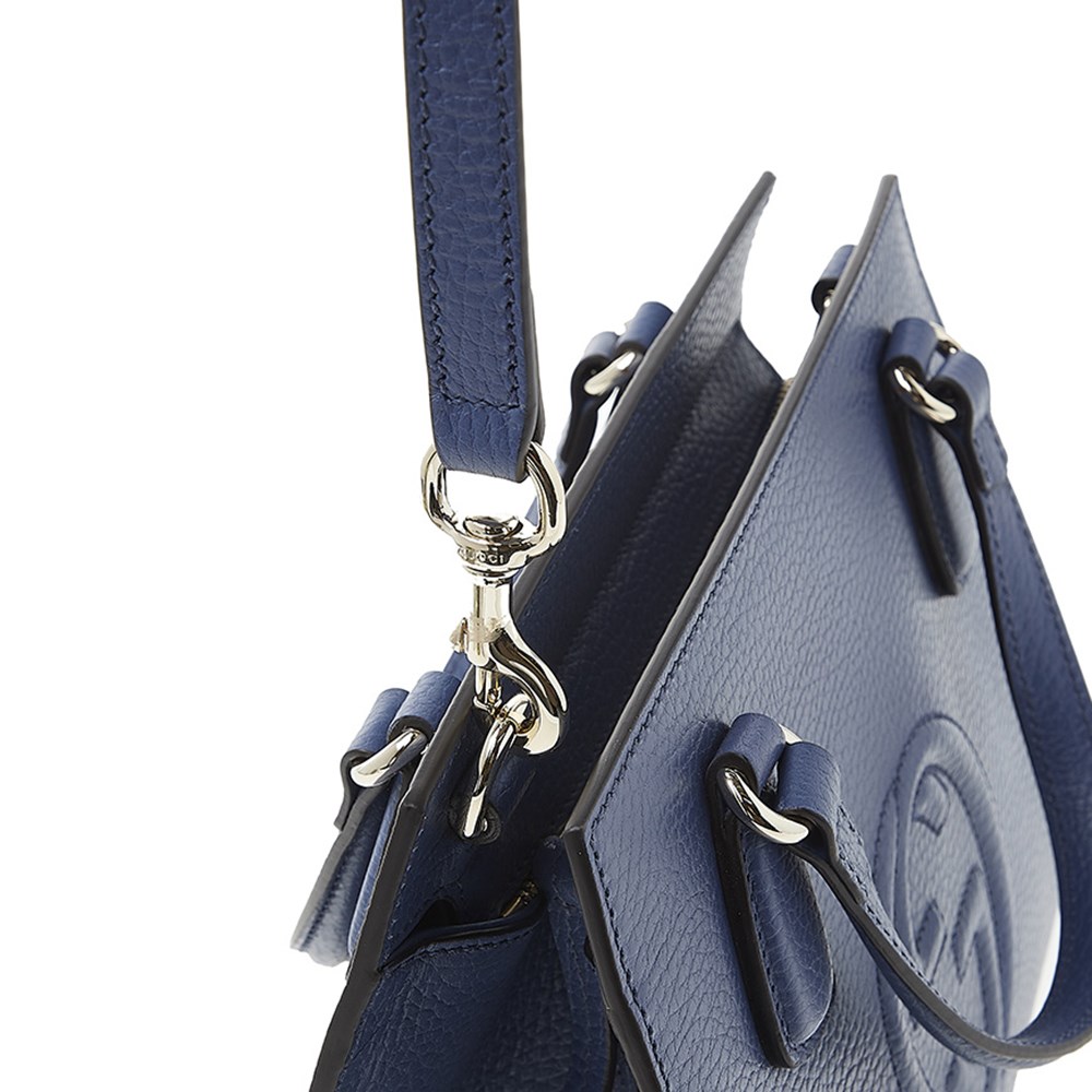 【GUCCI 古馳】 607722 經典SOHO系列雙G LOGO牛皮手提/斜背兩用包 