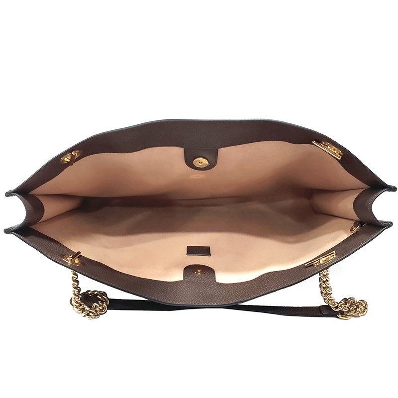 【GUCCI 古馳】537219 經典GG LOGO帆布Rajah系列水鑽虎頭托特包(棕色)