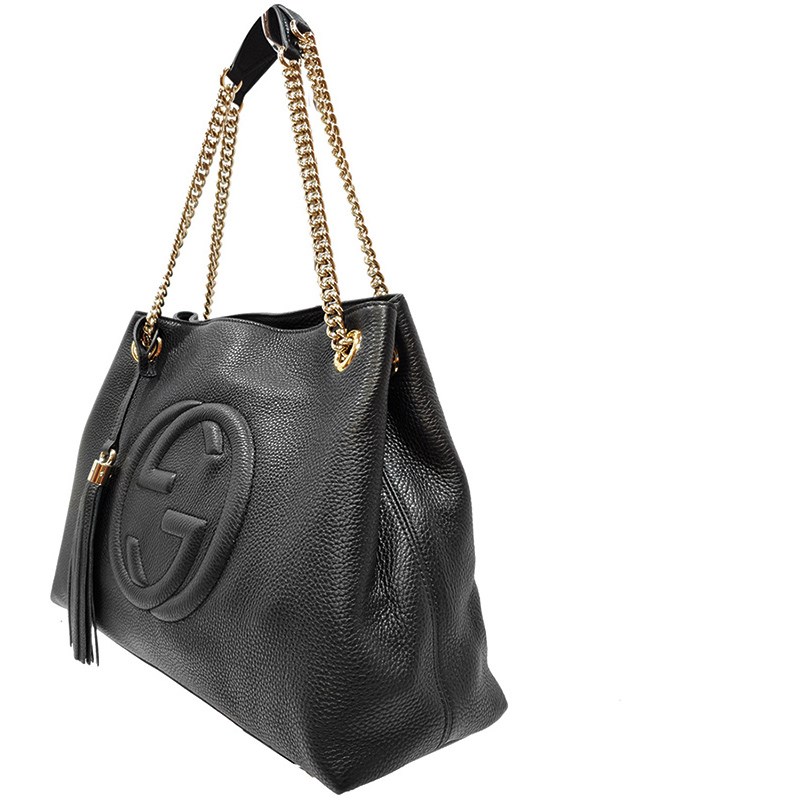 【GUCCI 古馳】 536196 SOHO雙G LOGO 流蘇雙鍊手提/肩背兩用包