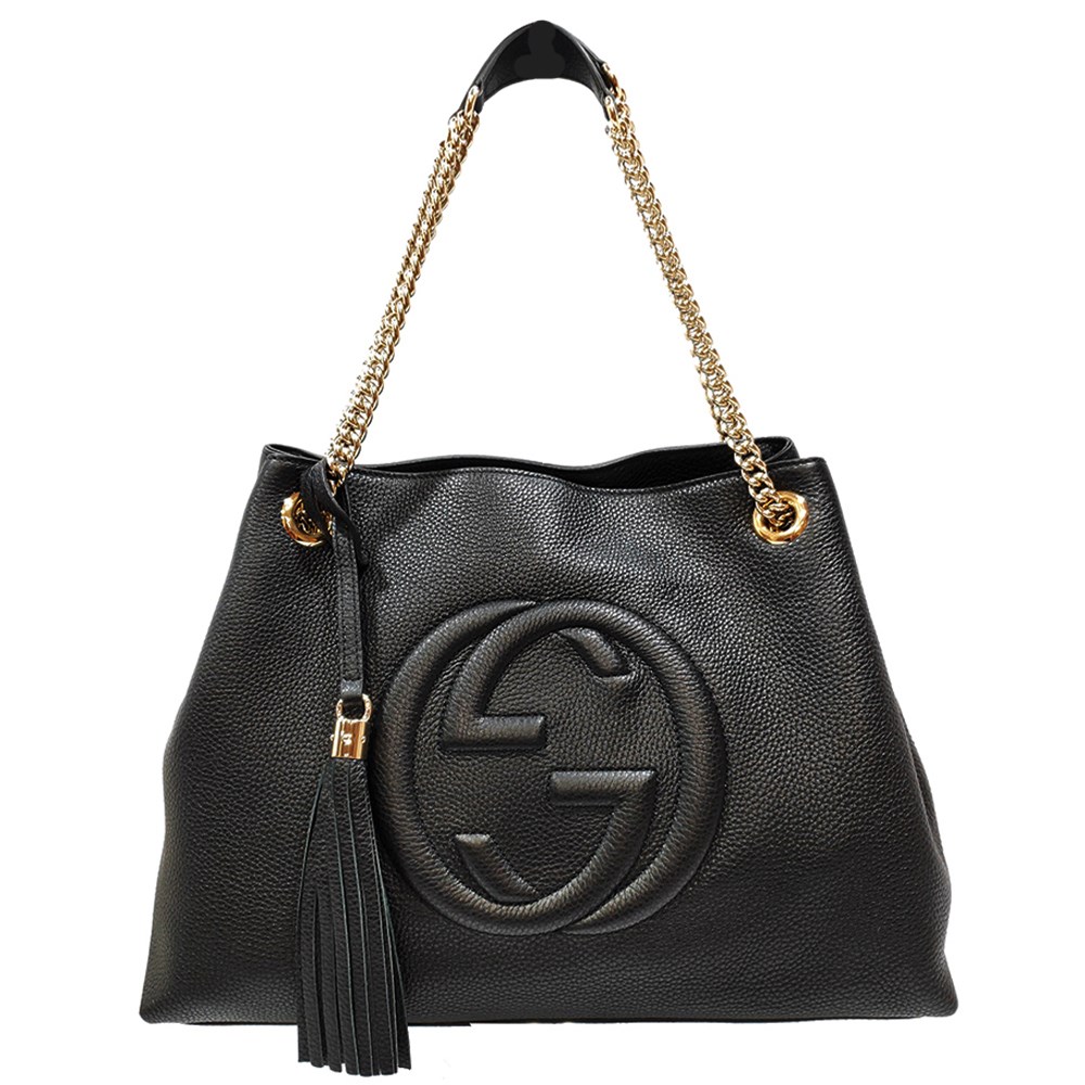 【GUCCI 古馳】 536196 SOHO雙G LOGO 流蘇雙鍊手提/肩背兩用包