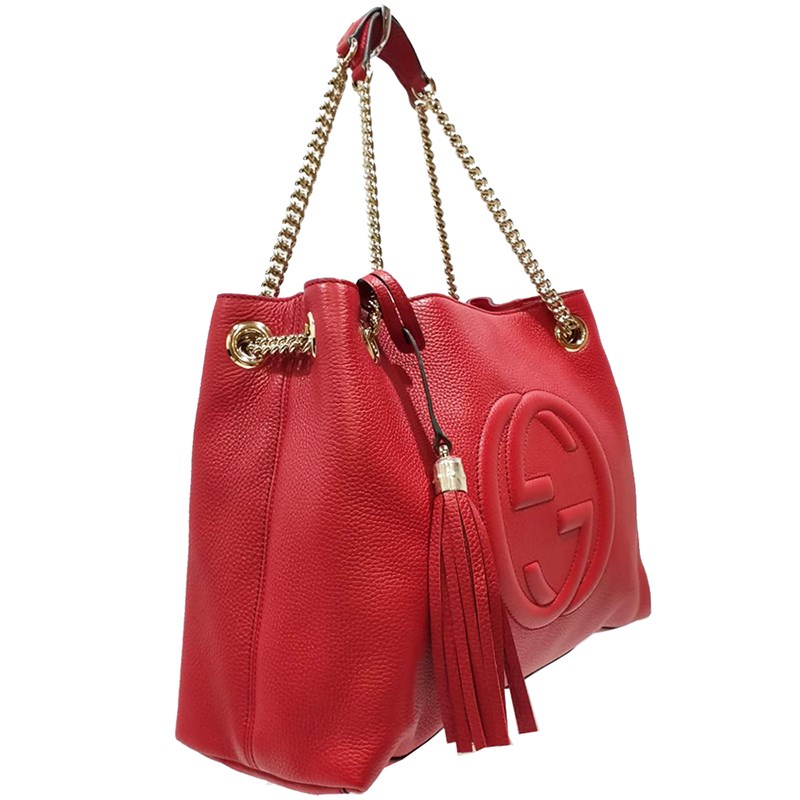 【GUCCI 古馳】 536196 SOHO雙G LOGO 流蘇雙鍊手提/肩背兩用包 