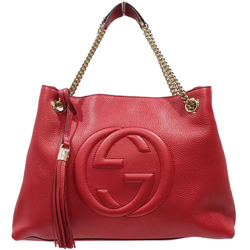 【GUCCI 古馳】 536196 SOHO雙G LOGO 流蘇雙鍊手提/肩背兩用包 