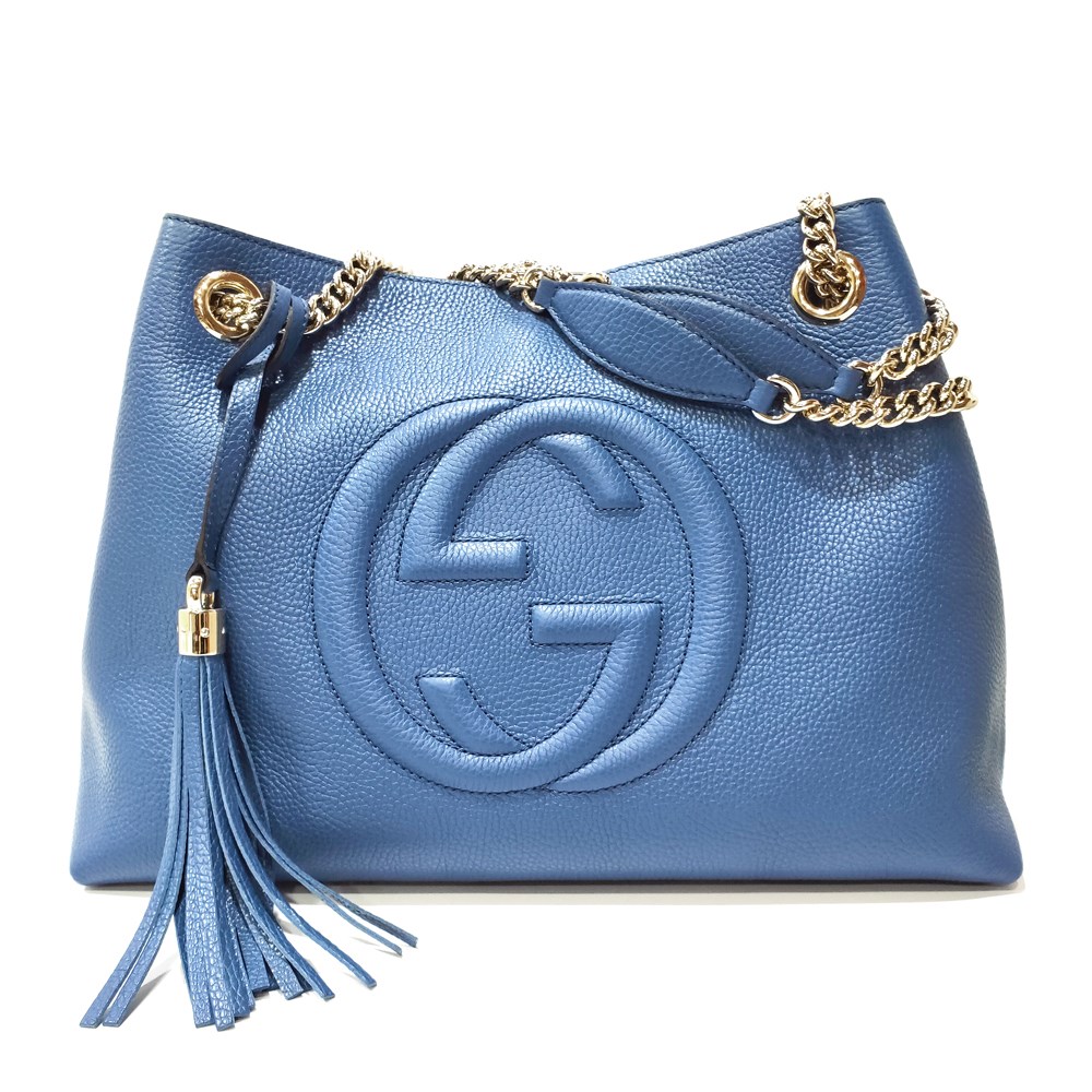 【GUCCI 古馳】 536196 SOHO雙G LOGO 流蘇雙鍊手提/肩背兩用包 