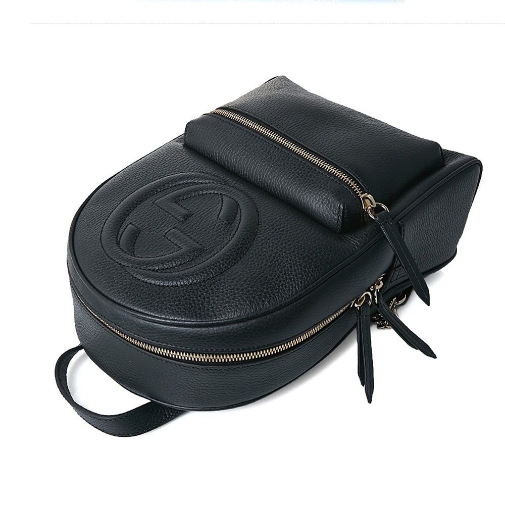 【GUCCI 古馳】536192 經典SOHO系列GG LOGO牛皮金鍊後背包