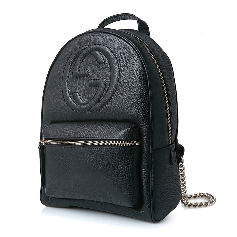【GUCCI 古馳】536192 經典SOHO系列GG LOGO牛皮金鍊後背包