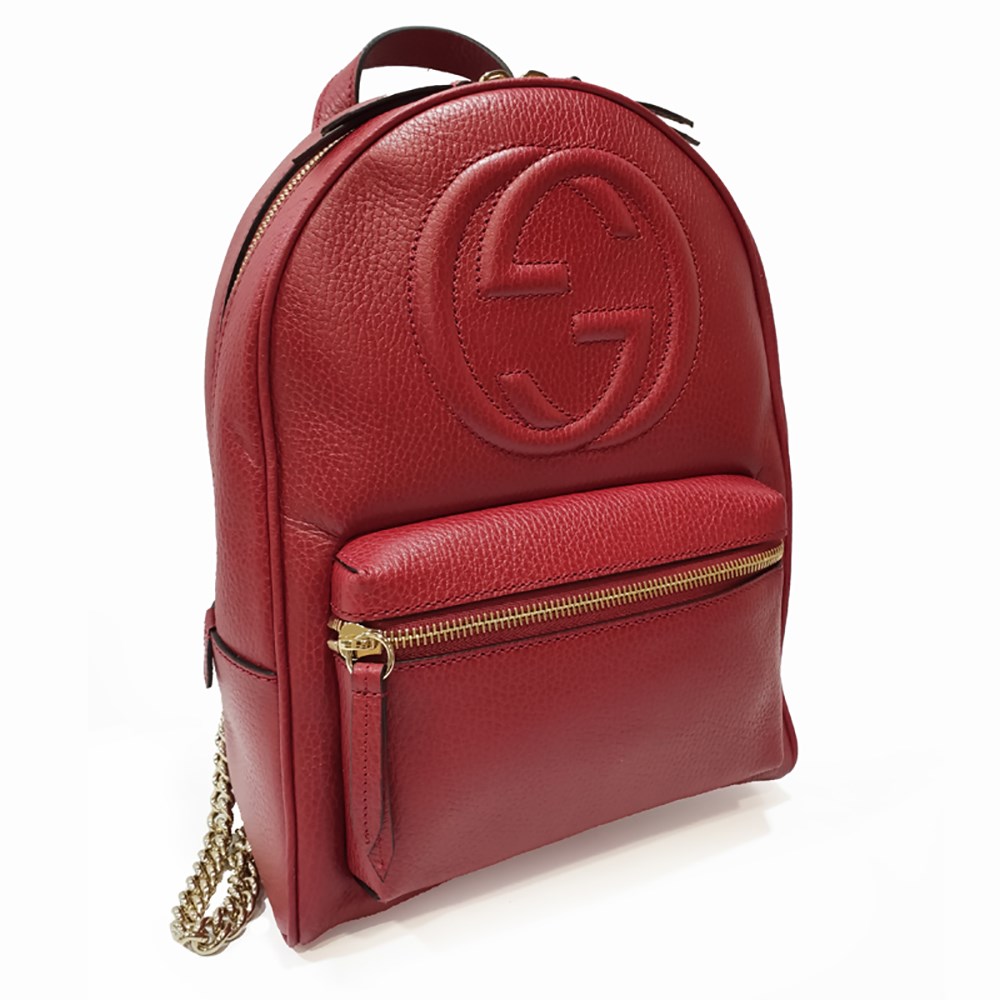 【GUCCI 古馳】536192 經典SOHO系列GG LOGO牛皮金鍊後背包