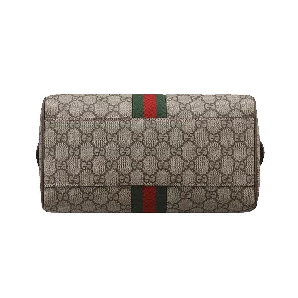 【GUCCI 古馳】772061 經典OPHIDIA系列雙色織帶波士頓手提/斜背包(棕色)